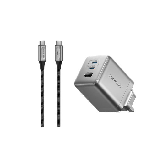 EcoFlow RAPID Pro Charger (100W, 3 Ports, GaN) RAPID Pro 100W Charger + 240W USB-C to USB-C Nylon Cable