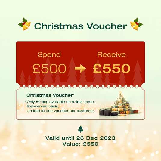 EcoFlow Digital Christmas Voucher £550 Christmas Voucher (Limited to 1 voucher per customer. Please do not use discount codes)