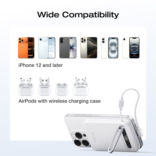 EcoFlow RAPID Mag Qi2.2 Magnetic Power Bank (10,000mAh, 25W, Built-in USB-C Cable)