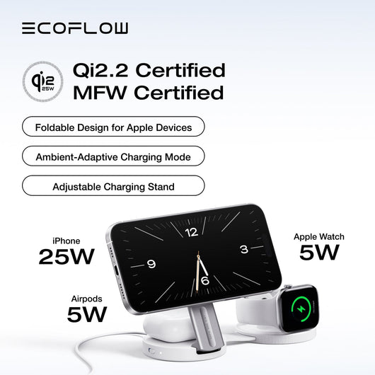 EcoFlow RAPID Mag Qi2.2 Wireless Charging Station (3-in-1 Foldable)