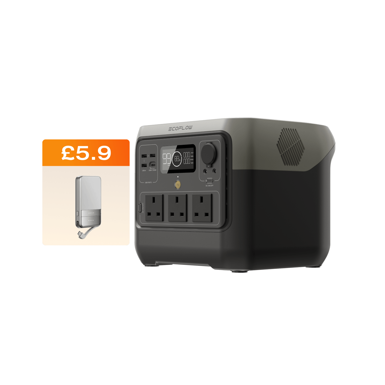 EcoFlow RIVER 2 Pro Portable Power Station RIVER 2 Pro + RAPID 5000mAh
