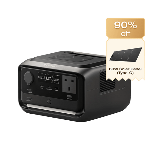 EcoFlow RIVER 3 Plus (Wireless) Portable Power Station RIVER 3 Plus (Wireless) / 60W  Solar Panel (Type-C)