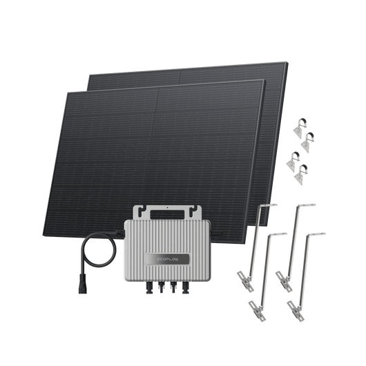 EcoFlow STREAM Garden/Ground Kit (800Wp) 2 _ 400W Rigid Solar Panel + STREAM Microinverter / Bracket: Adjustable Solar Support